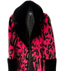 Anthropologie Vibrant Pink Leopard Teddy Jacket